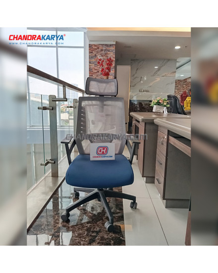 Office Chair Alaya F301A Grey+Blue [Clearance Sale Ex Display] Chandra karya