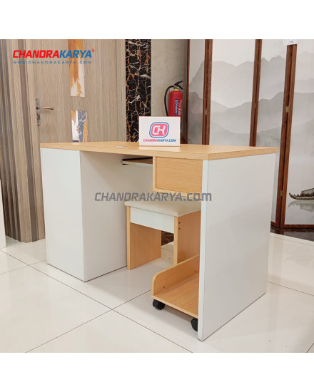Computer Desk 6E03 White+Beech [Clearance Sale Ex Display] Chandra karya