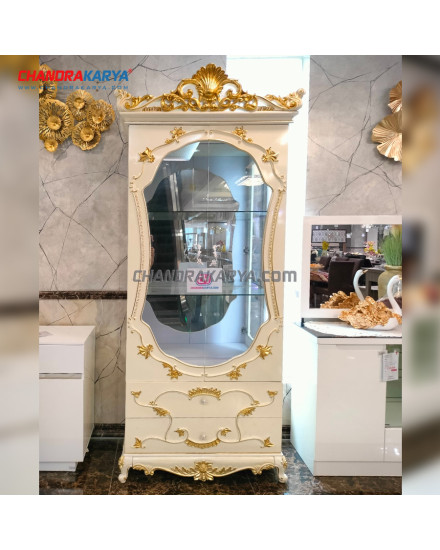 Wine Cabinet 607 White-Gold 2Pt [Clearance Sale Ex Display] Chandra karya