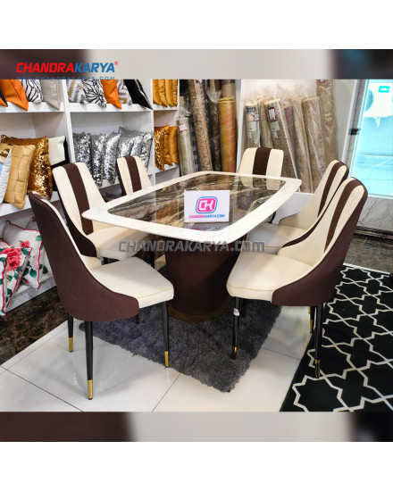 Coffee Table Portofino C 8011 Coffee + Dining Chair 8011 White+Brown [Clearance Sale Ex Display] Chandra karya