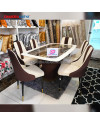 Coffee Table Portofino C 8011 Coffee + Dining Chair 8011 White+Brown [Clearance Sale Ex Display] Chandra karya
