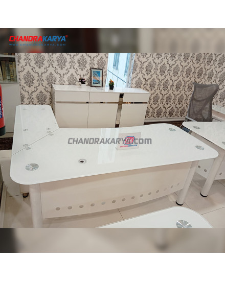 Office Table Castries D 037 L White 1.4M [Clearance Sale Ex Display] Chandra karya 