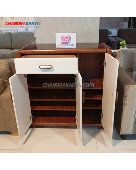 Shoes Cabinet Vemon 803 Brown + White [Clearance Sale Ex Display] Chandra karya