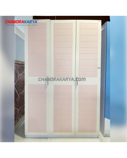 Wardrobe Eldore 855 White+Pink 3 Pt [Clearance Sale Ex Display] Chandra karya