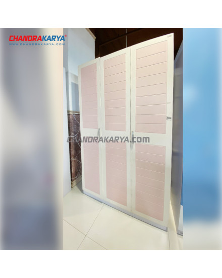 Wardrobe Eldore 855 White+Pink 3 Pt [Clearance Sale Ex Display] Chandra karya